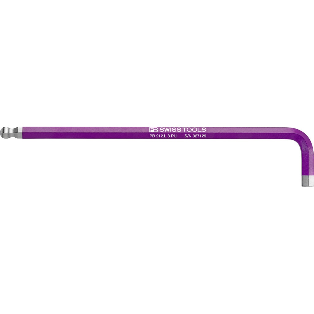 PB Swiss Tools 212.L 8 PU Rainbow L-key, long, Inbus with ball end, purple, 8 mm