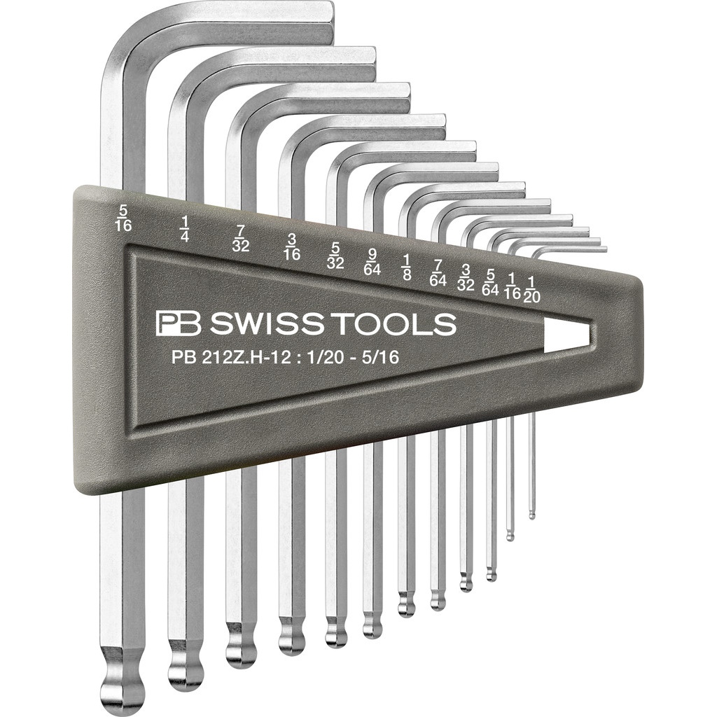PB Swiss Tools 212Z.H-12 L-key set, Inbus with ball end, 1/20 to 5/16 inch
