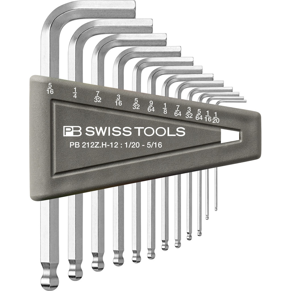 PB Swiss Tools 212Z.H-12 Inbussleutelset met kogelkop, 1/20 tot 5/16 inch