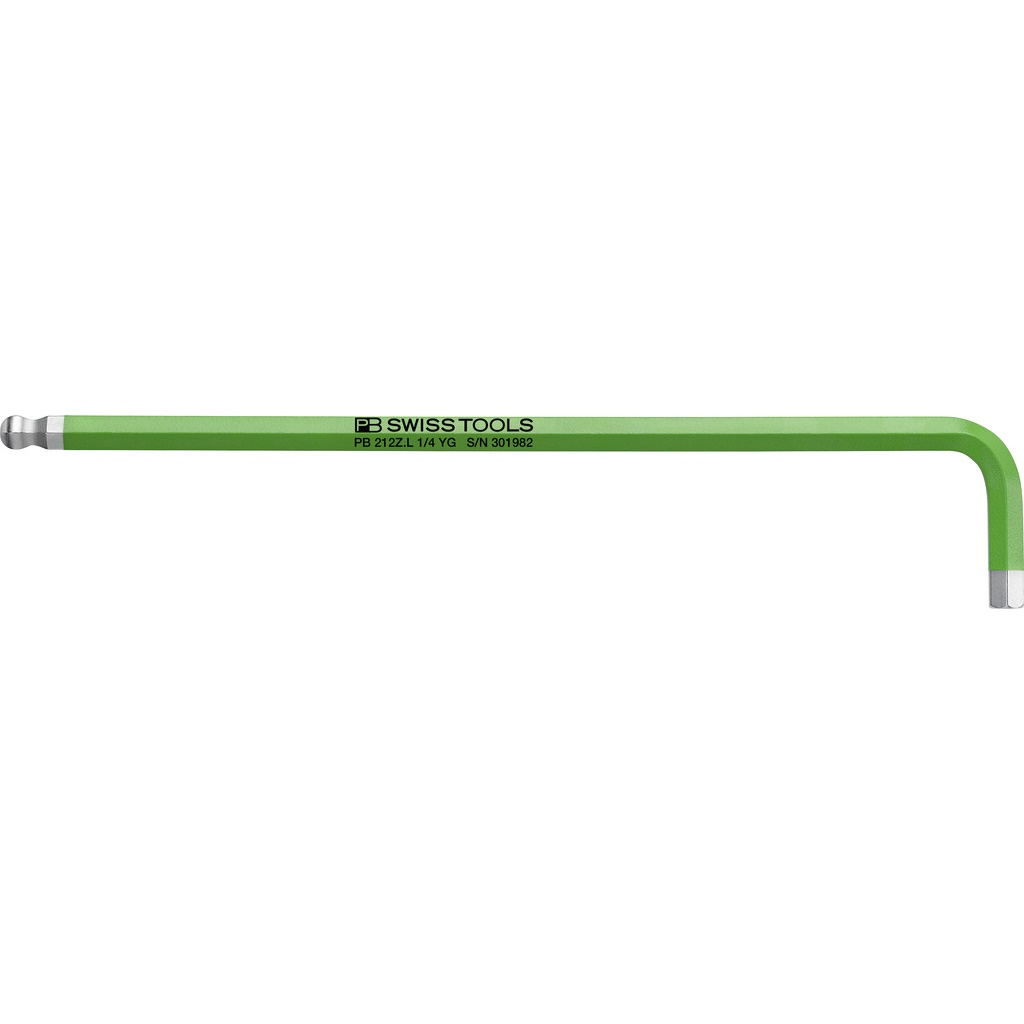 PB Swiss Tools 212Z.L 1/4 YG Hex key long with ball-end, 1/4", light green