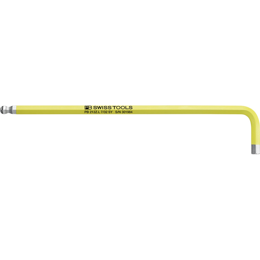 PB Swiss Tools 212Z.L 7/32 SY Hex key long with ball-end, 7/32", light yellow
