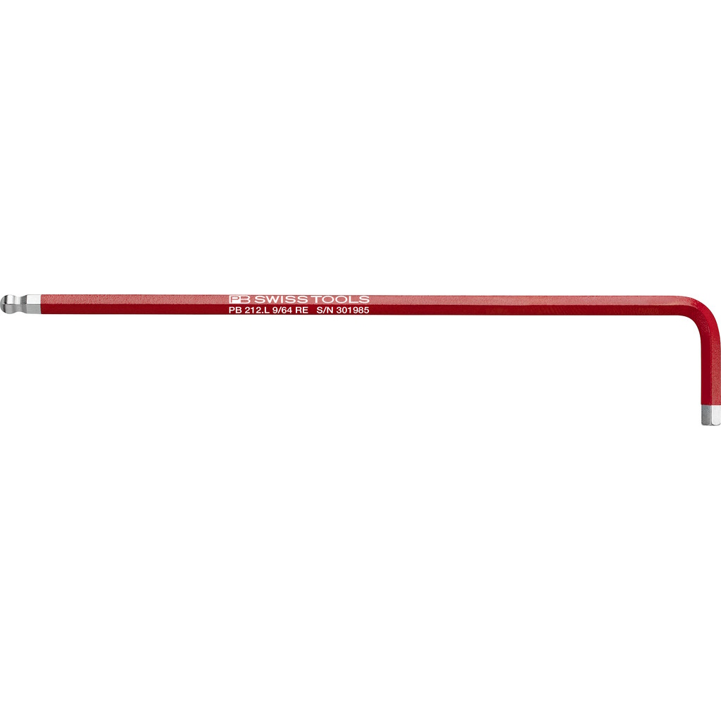 PB Swiss Tools 212Z.L 9/64 RE Hex key long with ball-end, 9/64", red