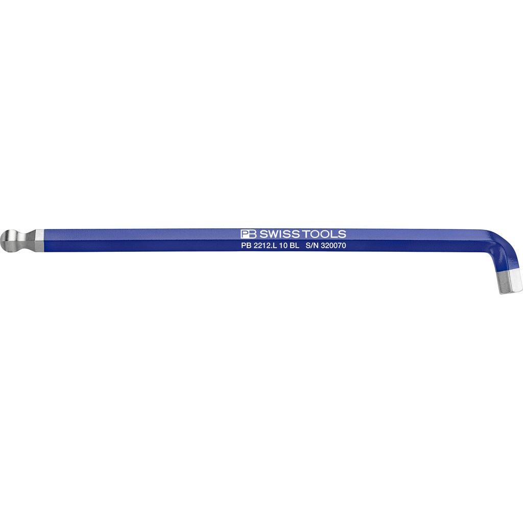 PB Swiss Tools 2212.L 10 BL Inbussleutel lang met kogelkop, korte stift, 10 mm, blauw