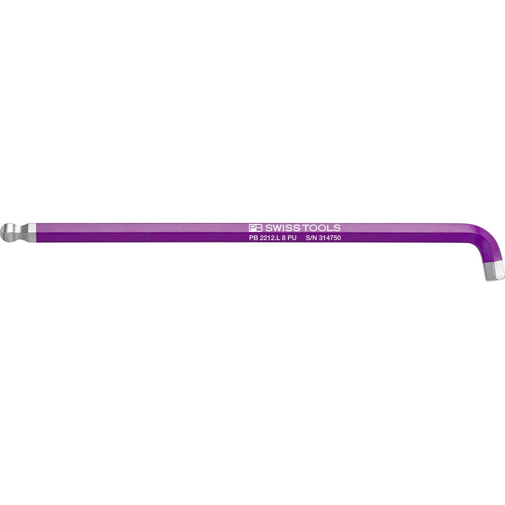 PB Swiss Tools 2212.L 8 PU Hex key long with ball-end, short tip, 8 mm, purple