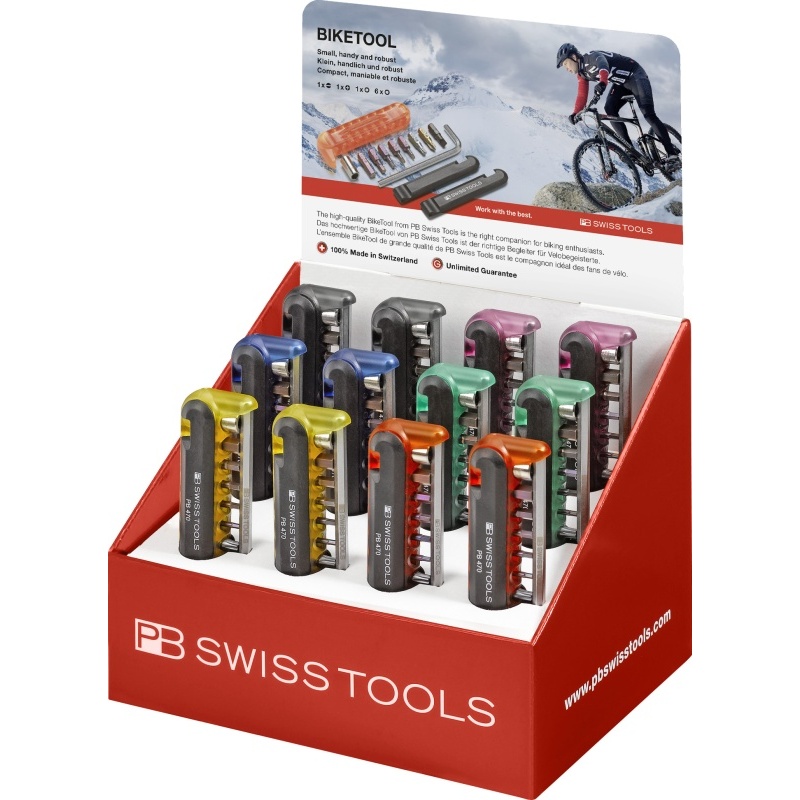 PB Swiss Tools 470.POS COL BikeTool Display, 12 stuks, zes kleuren