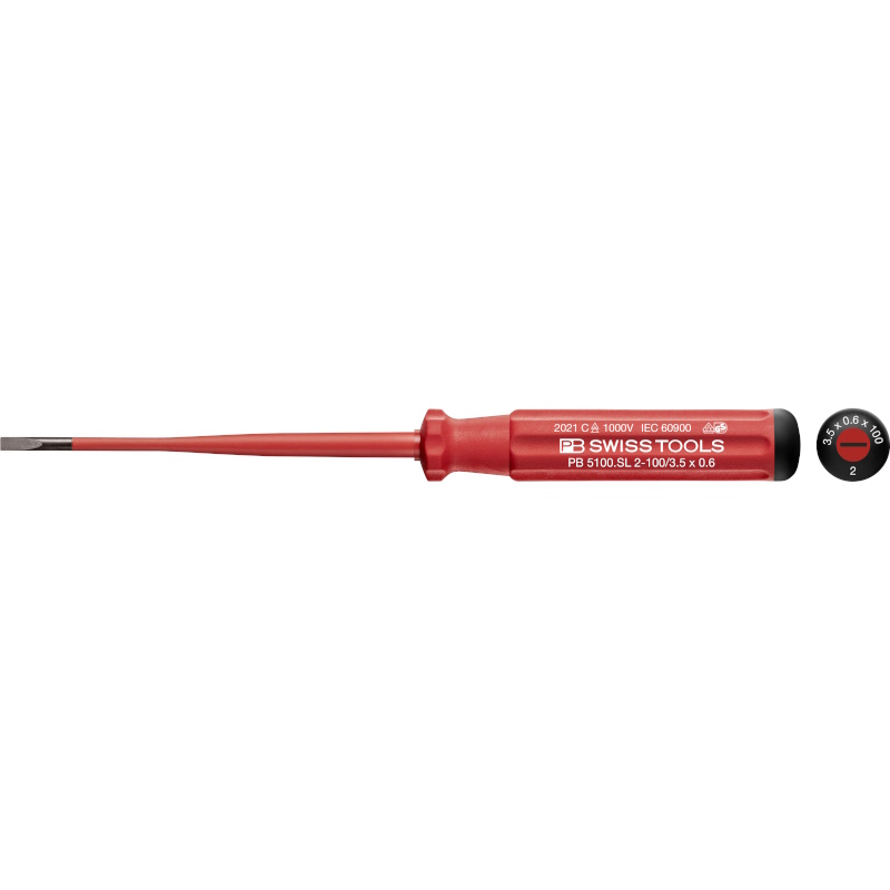 PB Swiss Tools 5100.SL 2-100/3.5 Classic VDE slim screwdriver, slotted, size 2
