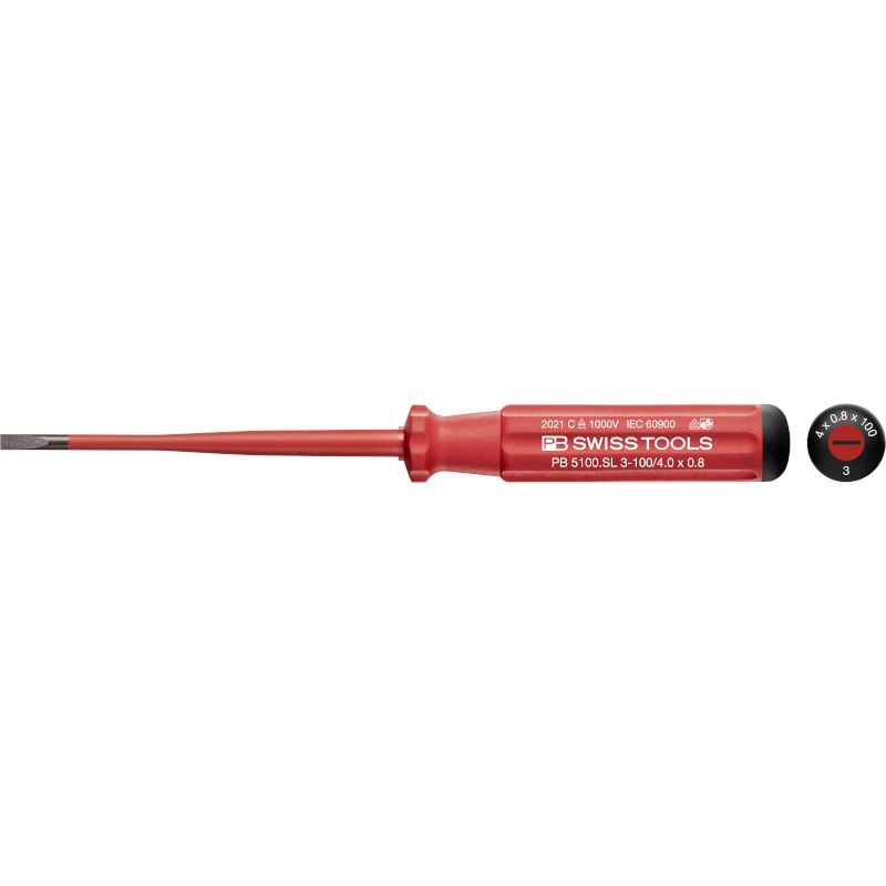 PB Swiss Tools 5100.SL 3-100/4 Classic VDE slim screwdriver, slotted, size 3