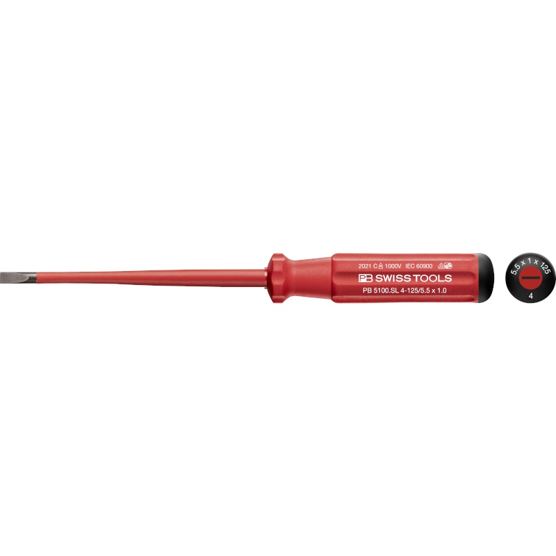 PB Swiss Tools 5100.SL 4-125/5.5 Classic VDE slim screwdriver, slotted, size 4