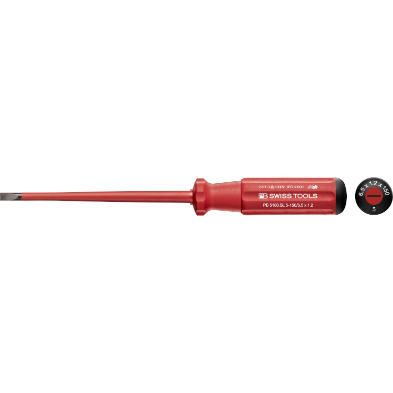PB Swiss Tools 5100.SL 5-150/6.5 Classic VDE Slim screwdriver, slotted, size 5