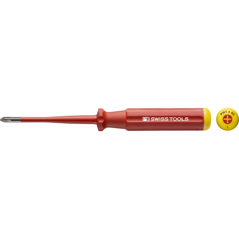 PB Swiss Tools 5190.SL 1-80 Classic VDE slim screwdriver, Phillips, size PH1
