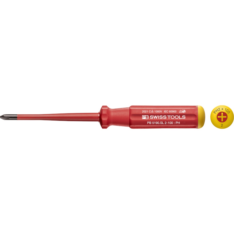 PB Swiss Tools 5190.SL 2-100 Classic VDE slim screwdriver, Phillips, size PH2