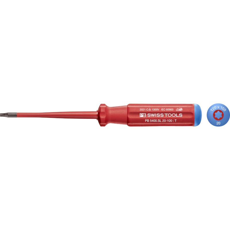 PB Swiss Tools 5400.SL 20-100 Classic VDE Slim screwdriver, Torx, size T20
