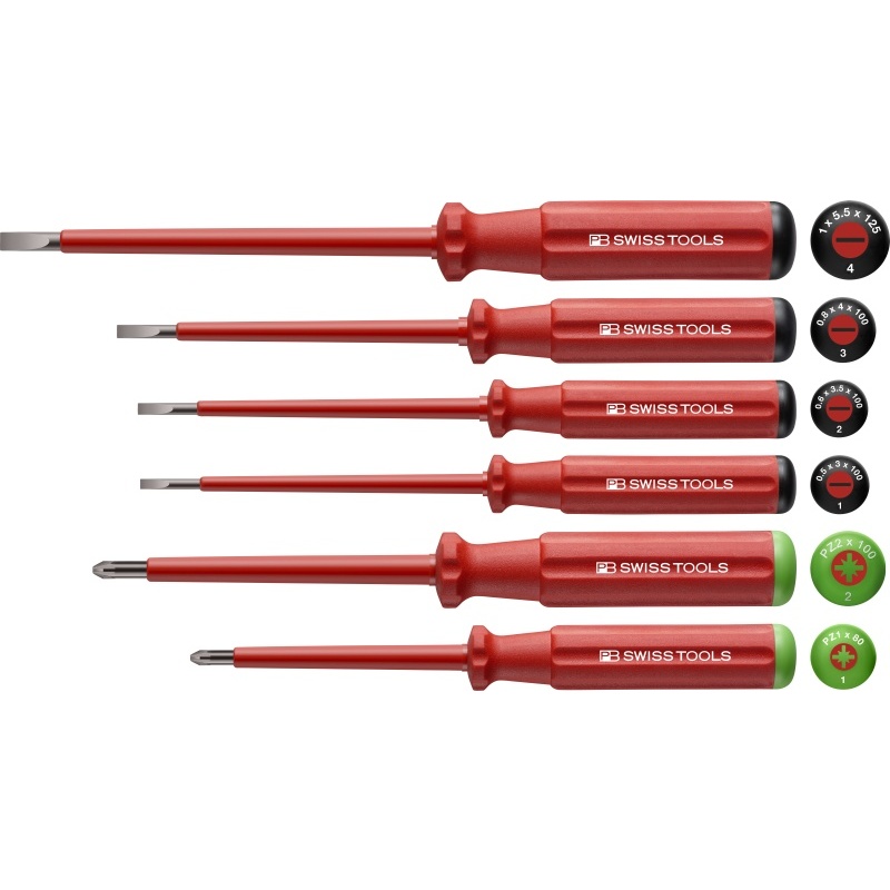 PB Swiss Tools 5543 Classic VDE screwdriverset, slotted/Pozidriv, 6 pieces