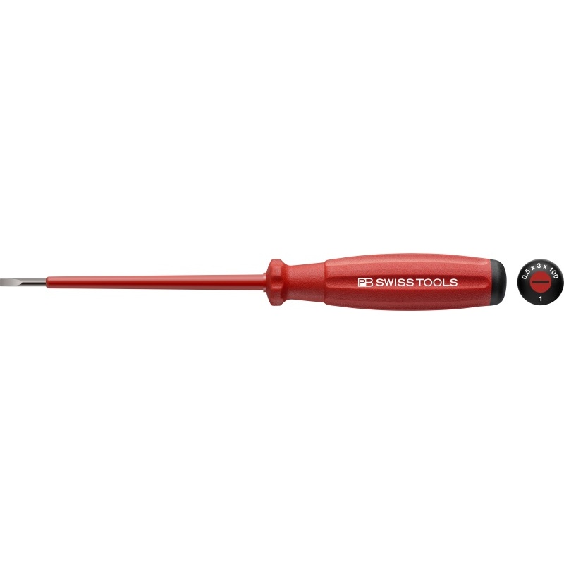 PB Swiss Tools 58100.1-100/3 SwissGrip VDE screwdriver, slotted, size 1