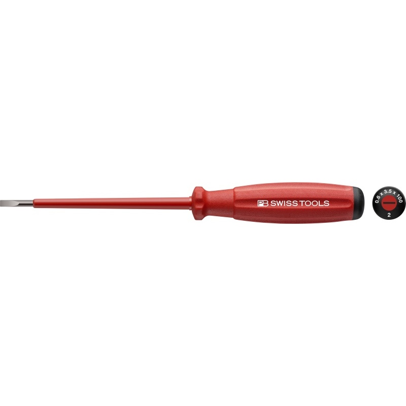 PB Swiss Tools 58100.2-100/3.5 SwissGrip VDE screwdriver, slotted, size 2