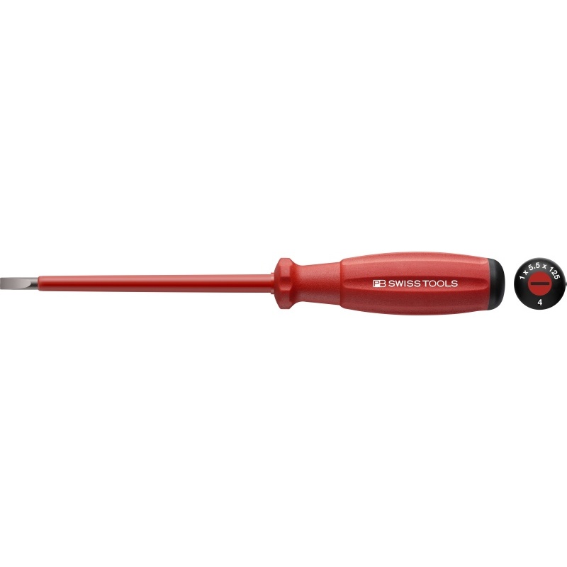 PB Swiss Tools 58100.4-125/5.5 SwissGrip VDE screwdriver, slotted, size 4