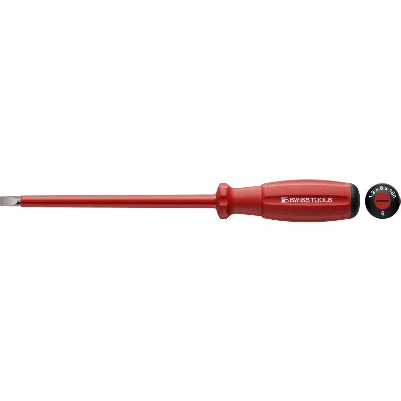 PB Swiss Tools 58100.6-180/8 SwissGrip VDE screwdriver, slotted, size 6