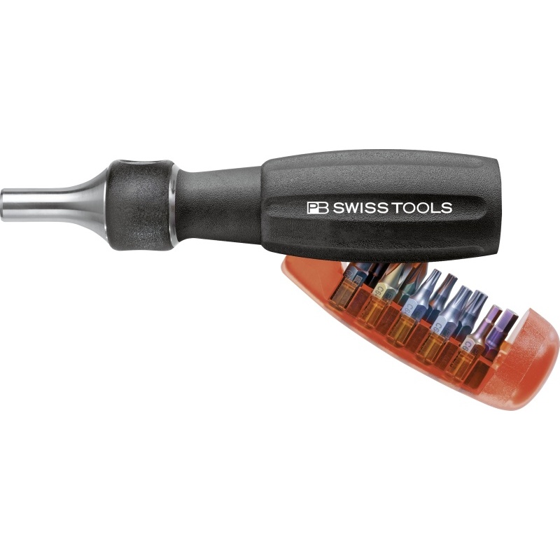 PB Swiss Tools 6510.R-30 Insider 3, ratchetbitholder with 10 bits in grip, black