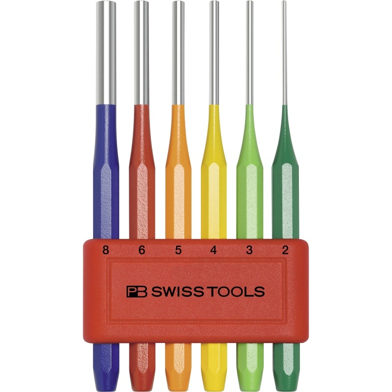 PB Swiss Tools 755.BL RB Rainbow set of parallel pin punches 2 to 8 mm