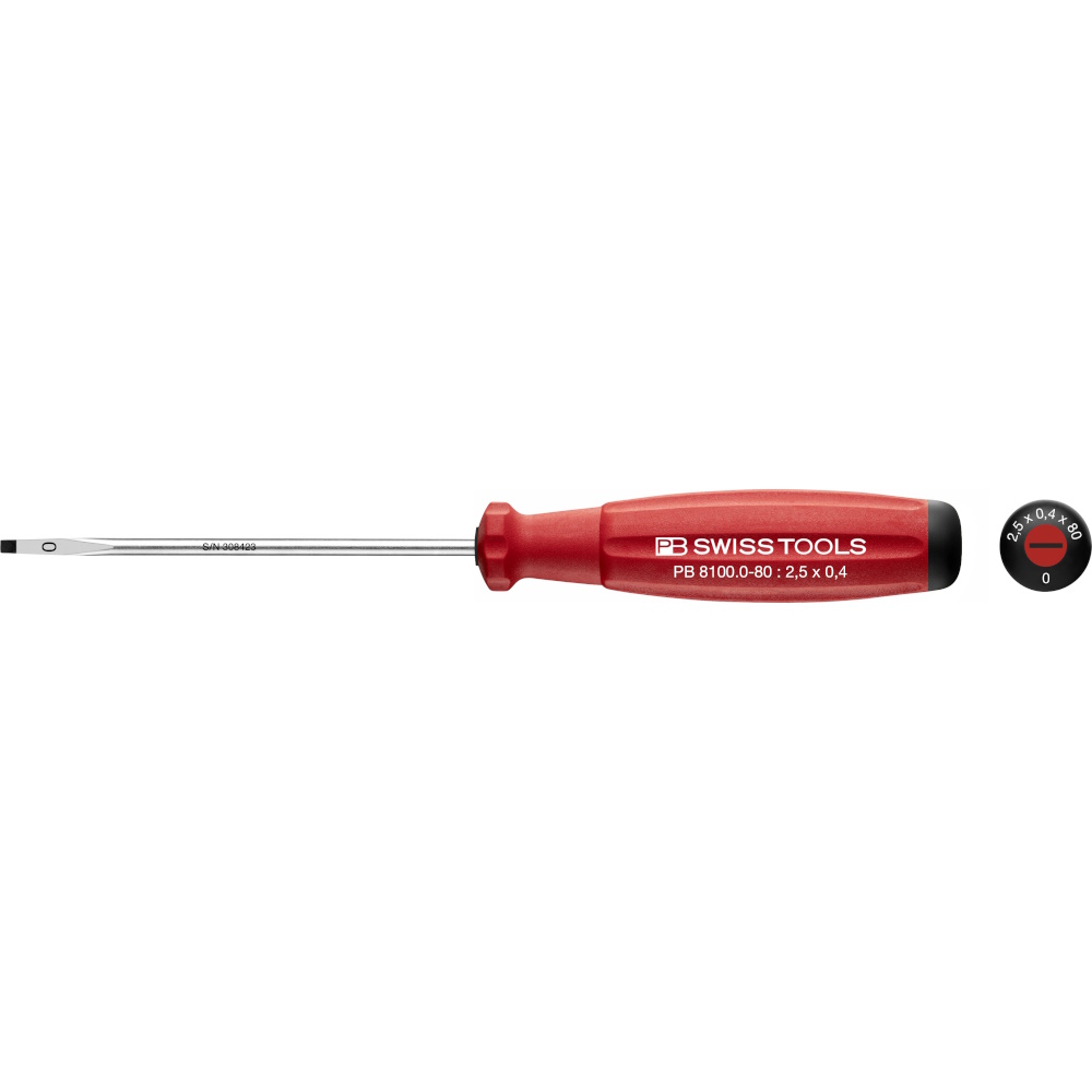 PB Swiss Tools 8100.0-80 SwissGrip slotted screwdriver size 0