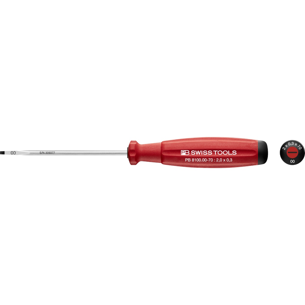 PB Swiss Tools 8100.00-70 SwissGrip slotted screwdriver size 00