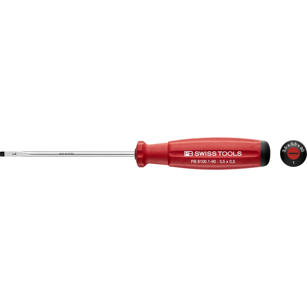 PB Swiss Tools 8100.1-90 SwissGrip slotted screwdriver size 1