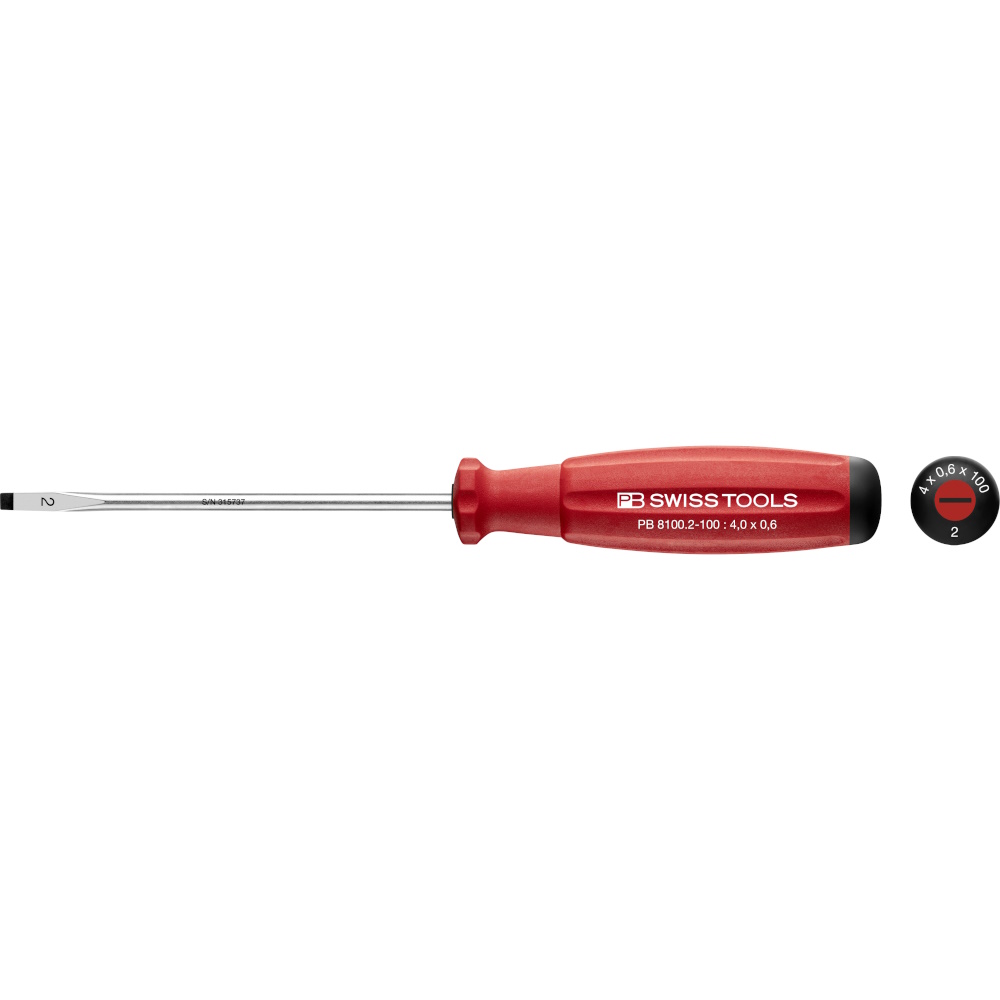 PB Swiss Tools 8100.2-100 SwissGrip slotted screwdriver size 2