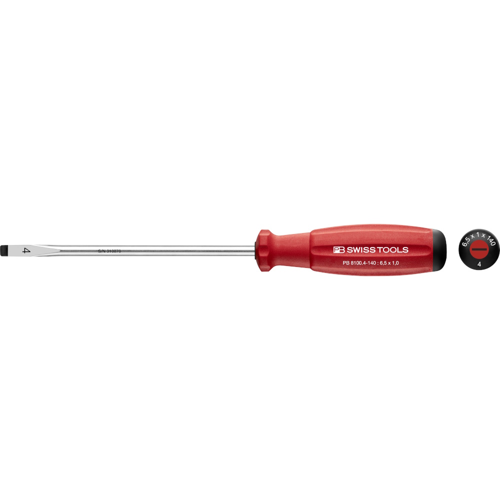 PB Swiss Tools 8100.4-140 SwissGrip slotted screwdriver size 4