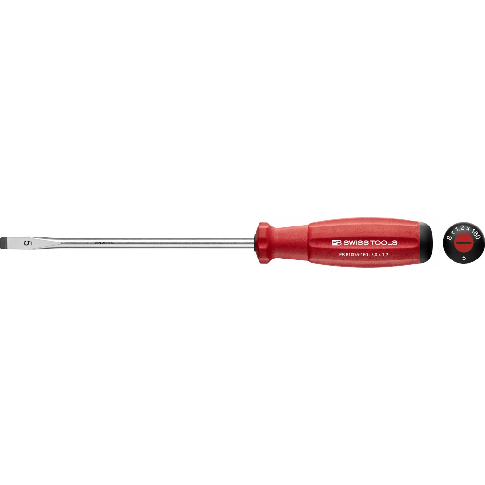PB Swiss Tools 8100.5-160 SwissGrip slotted screwdriver size 5