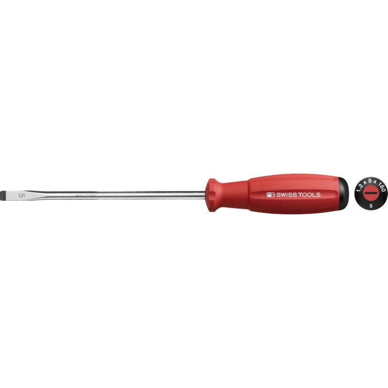 PB Swiss Tools 8100.5-160 RE SwissGrip slotted screwdriver size 5, red