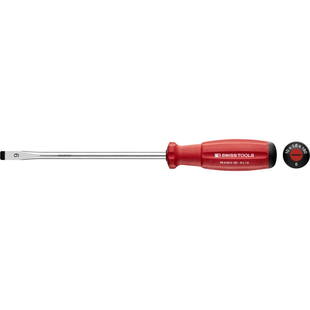 PB Swiss Tools 8100.6-180 SwissGrip slotted screwdriver size 6