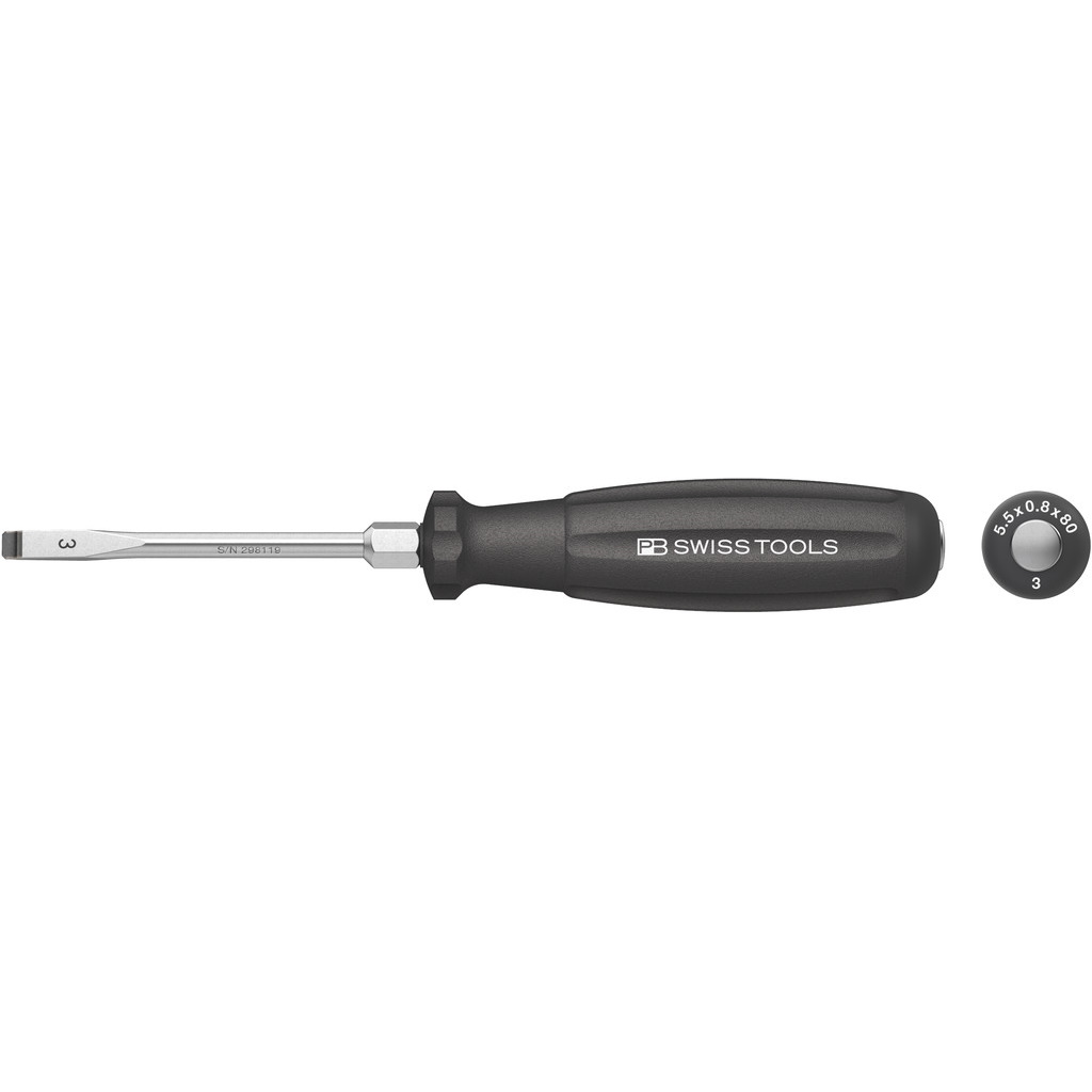 PB Swiss Tools 8102.DN 3-80 SwissGrip screwdriver slotted with striking cap, size 3