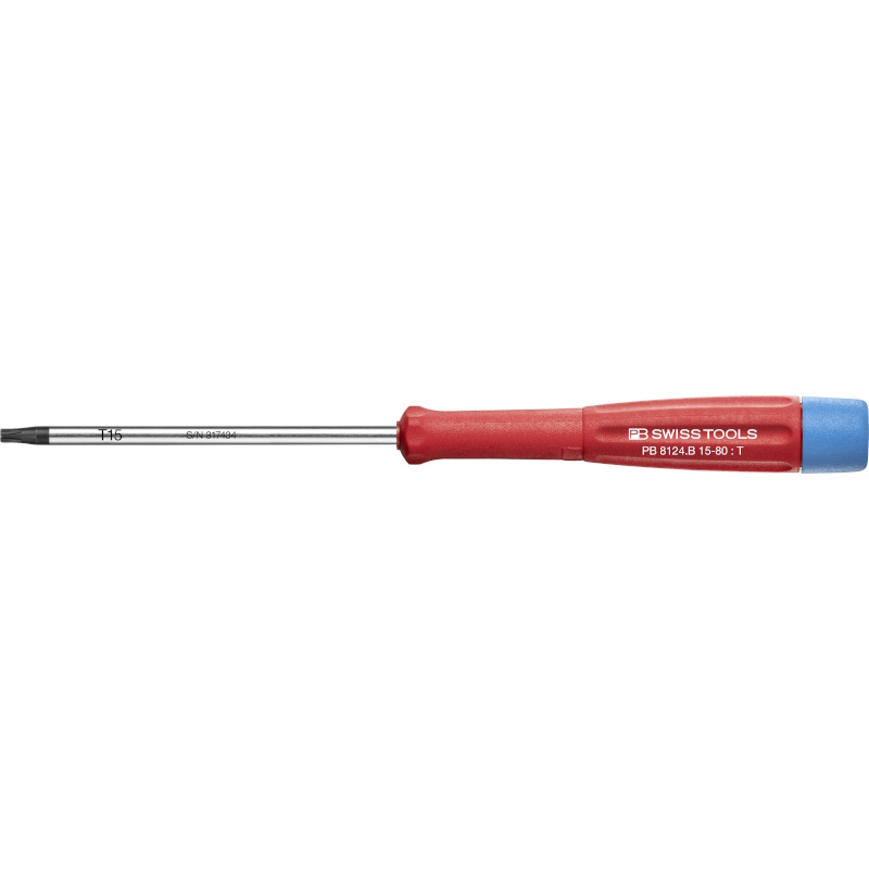 PB Swiss Tools 8124.B 15-80 Electronics screwdriver, Torx with bore hole, T15
