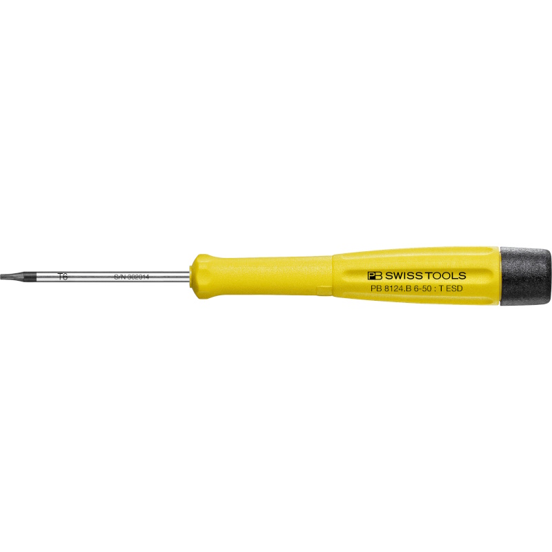 PB Swiss Tools 8124.B 6-50 ESD Electronics screwdriver, ESD, Torx with bore hole, T6
