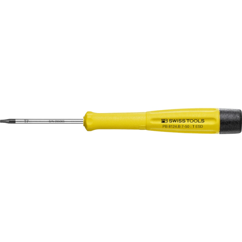 PB Swiss Tools 8124.B 7-50 ESD Electronics screwdriver, ESD, Torx with bore hole, T7