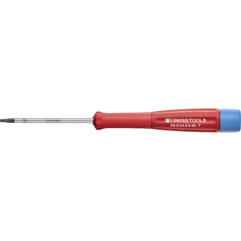 PB Swiss Tools 8124.B 8-60 Electronics screwdriver, Torx with bore hole, T8