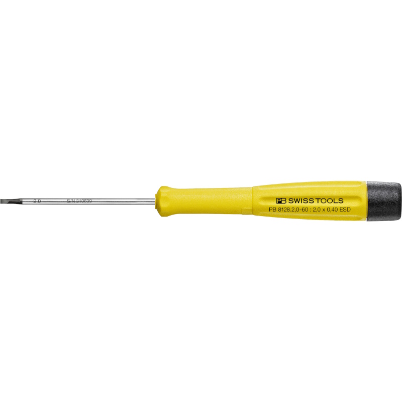 PB Swiss Tools 8128.2,0-60 ESD Elektronik-Schraubendreher, ESD, Schlitz, 2,0 mm