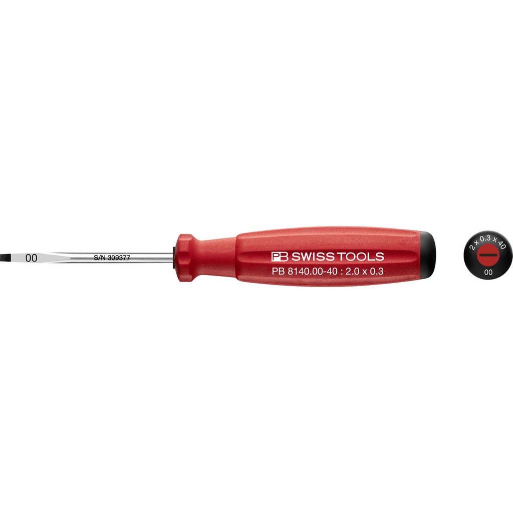 PB Swiss Tools 8140.00-40 SwissGrip screwdriver slotted size 00, short