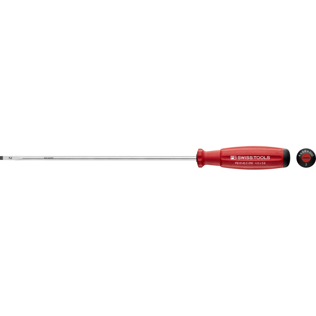 PB Swiss Tools 8140.2-200 SwissGrip screwdriver slotted size 2, extra long
