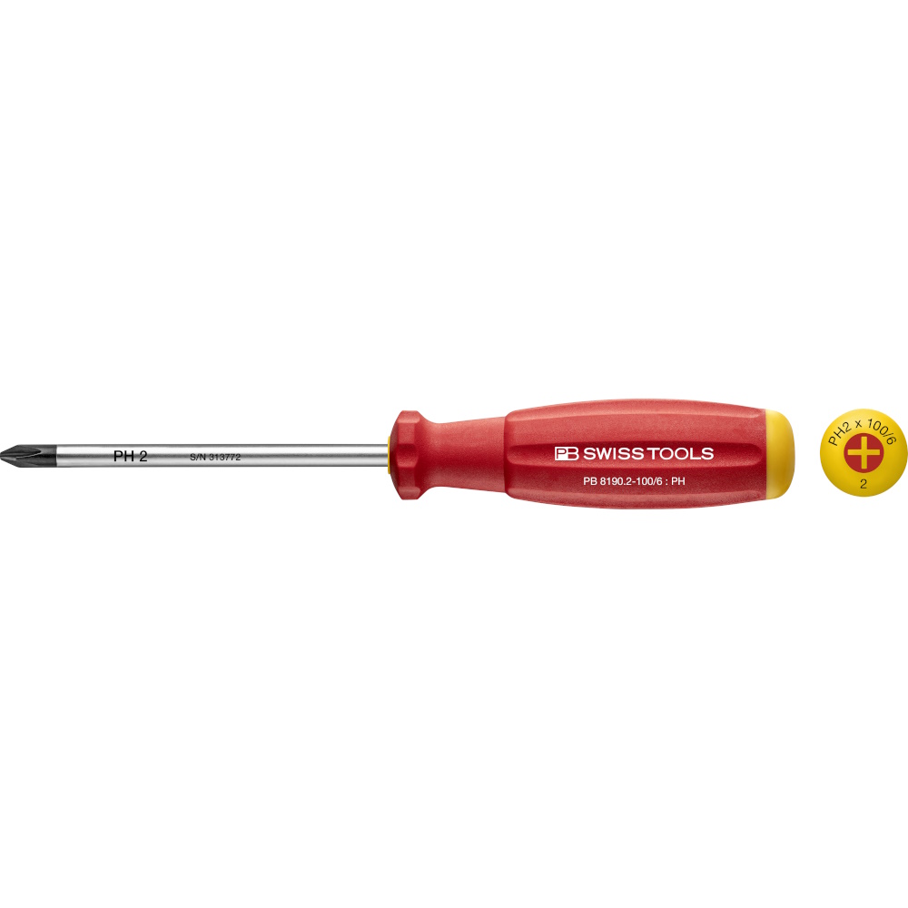 PB Swiss Tools 8190.2-100/6 SwissGrip screwdriver Phillips size PH2, standard
