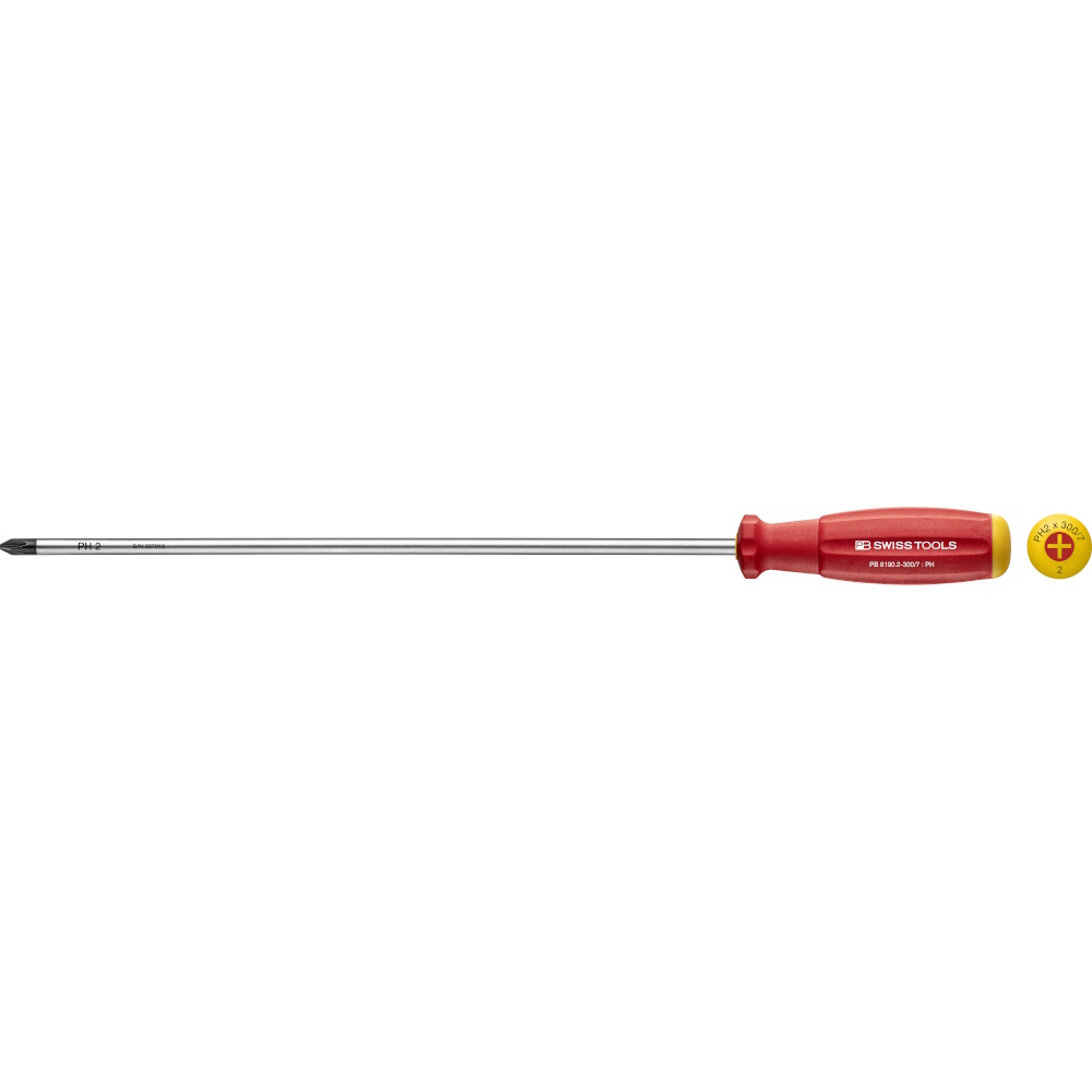 PB Swiss Tools 8190.2-300/7 SwissGrip screwdriver Phillips size PH2, extra long