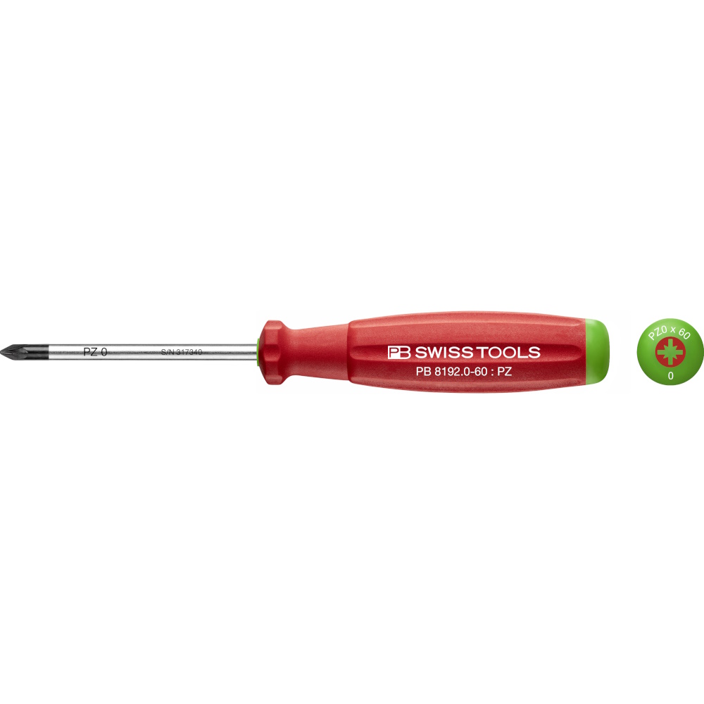 PB Swiss Tools 8192.0-60 SwissGrip screwdriver Pozidriv size PZ0, standard