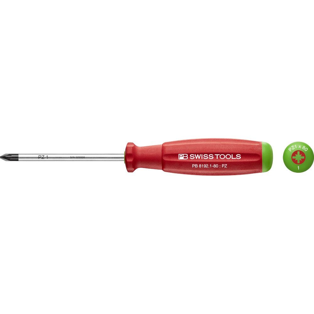 PB Swiss Tools 8192.1-80 SwissGrip screwdriver Pozidriv size PZ1, standard
