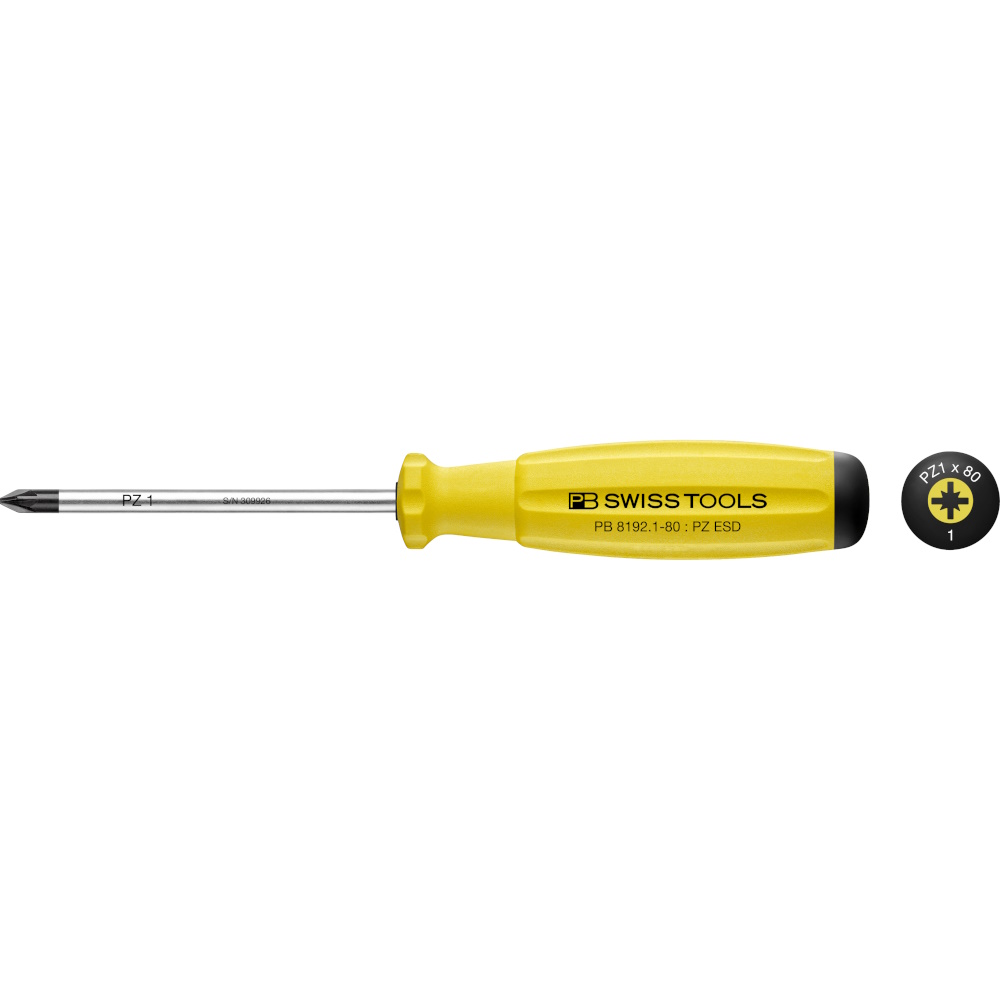 PB Swiss Tools 8192.1-80 ESD SwissGrip ESD screwdriver Pozidriv size PZ1