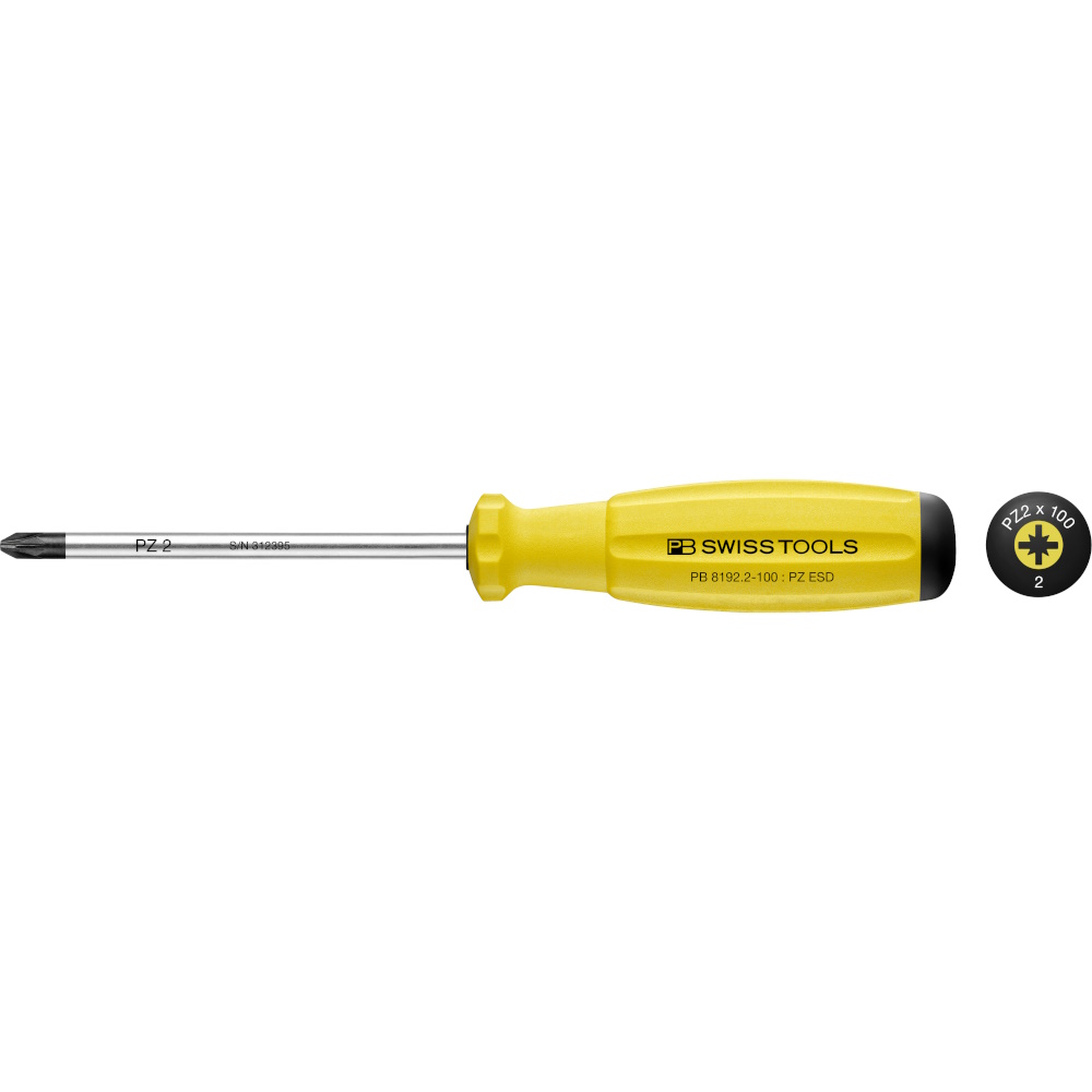 PB Swiss Tools 8192.2-100 ESD SwissGrip ESD screwdriver Pozidriv size PZ2