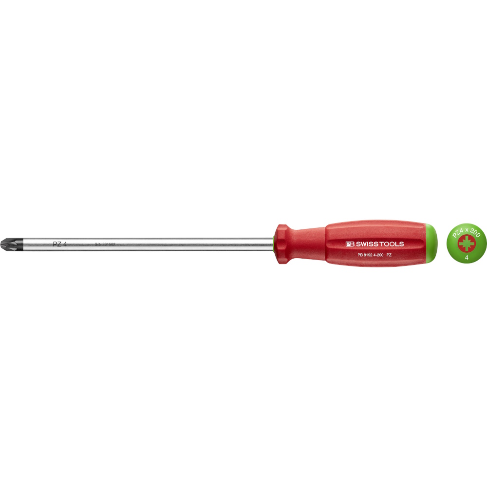 PB Swiss Tools 8192.4-200 SwissGrip screwdriver Pozidriv size PZ4, standard