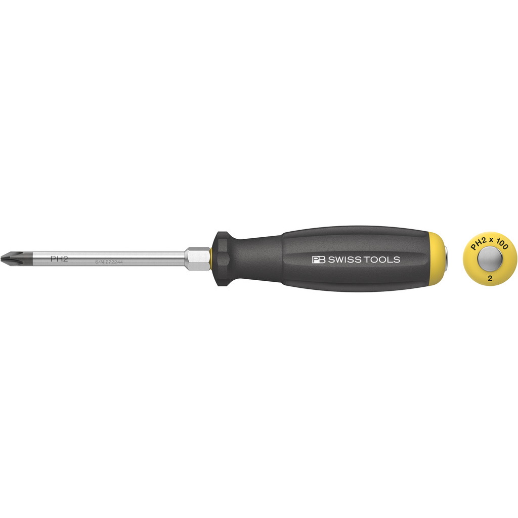 PB Swiss Tools 8193.DN 2-100 SwissGrip screwdriver with striking cap Phillips size PH2