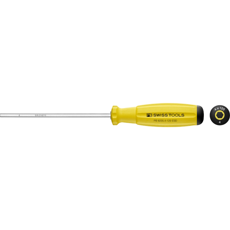 PB Swiss Tools 8205.4-120 ESD SwissGrip ESD screwdriver Inbus 4 mm