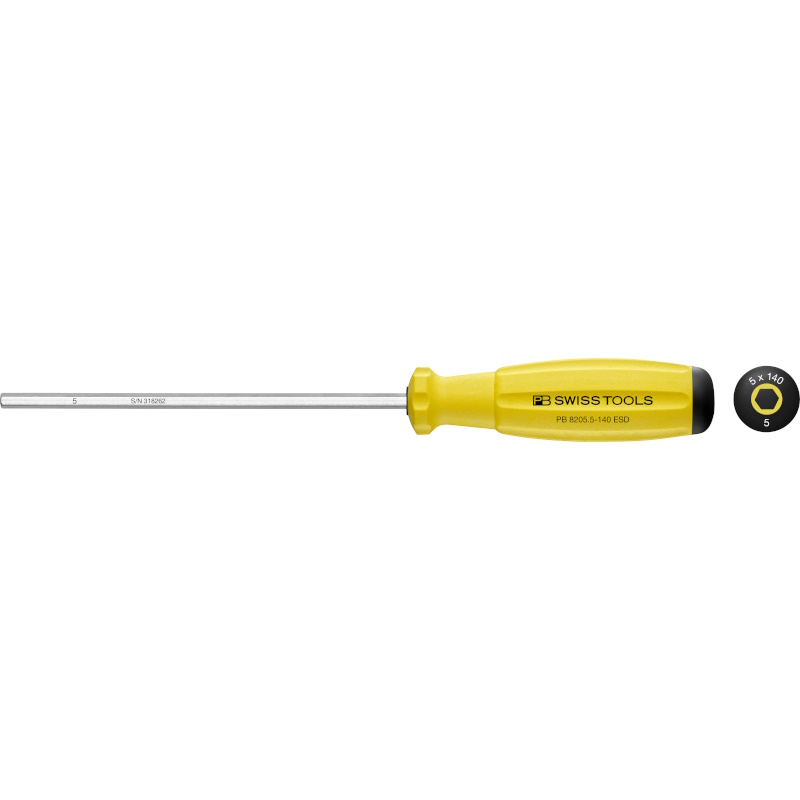 PB Swiss Tools 8205.5-140 ESD SwissGrip ESD screwdriver Inbus 5 mm
