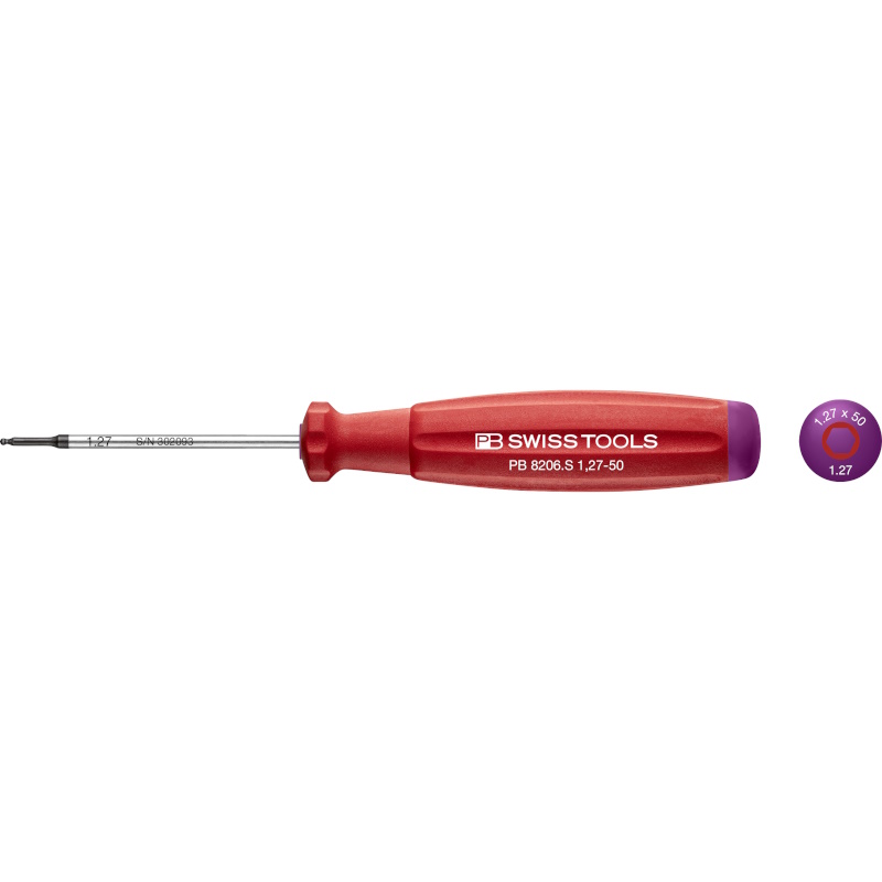 PB Swiss Tools 8206.S1,27-50 SwissGrip screwdriver Inbus with ball end 1,27 mm